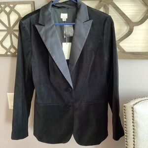 a new day Black Velvet Blazer with Satin Lapel